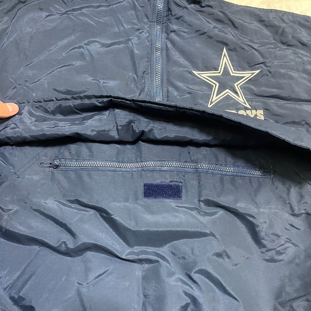Vintage Dallas Cowboys Hooded Puffer‎ Jacket Mens XL Blue NFL Embroidered 90s - Picture 5 of 13
